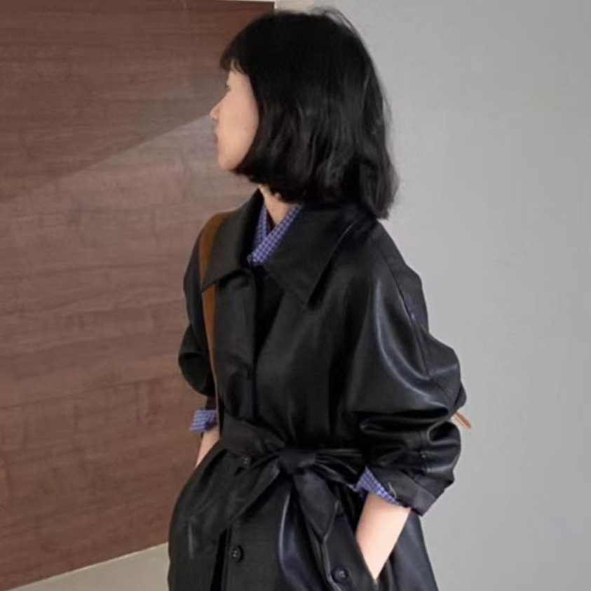 2025 Black Leather Jacket Women's Popular American Style Short Jacket Spring & Fall Fashion High-End Jacket