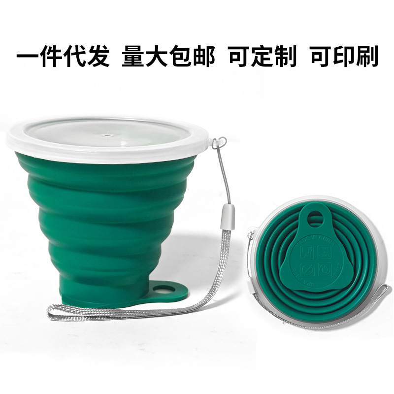 "Cordón de tapa inferior triangular de taza plegable de 270ml" verde oscuro