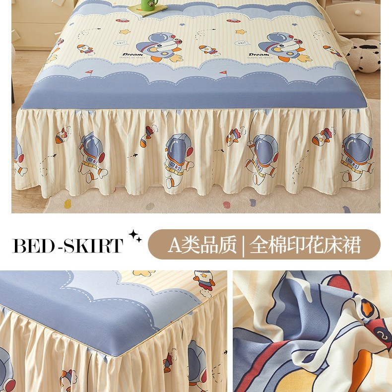 2025 nueva falda de cama de algodón de una sola pieza 2025 nueva funda de cama de algodón individual universal de cuatro estaciones con falda