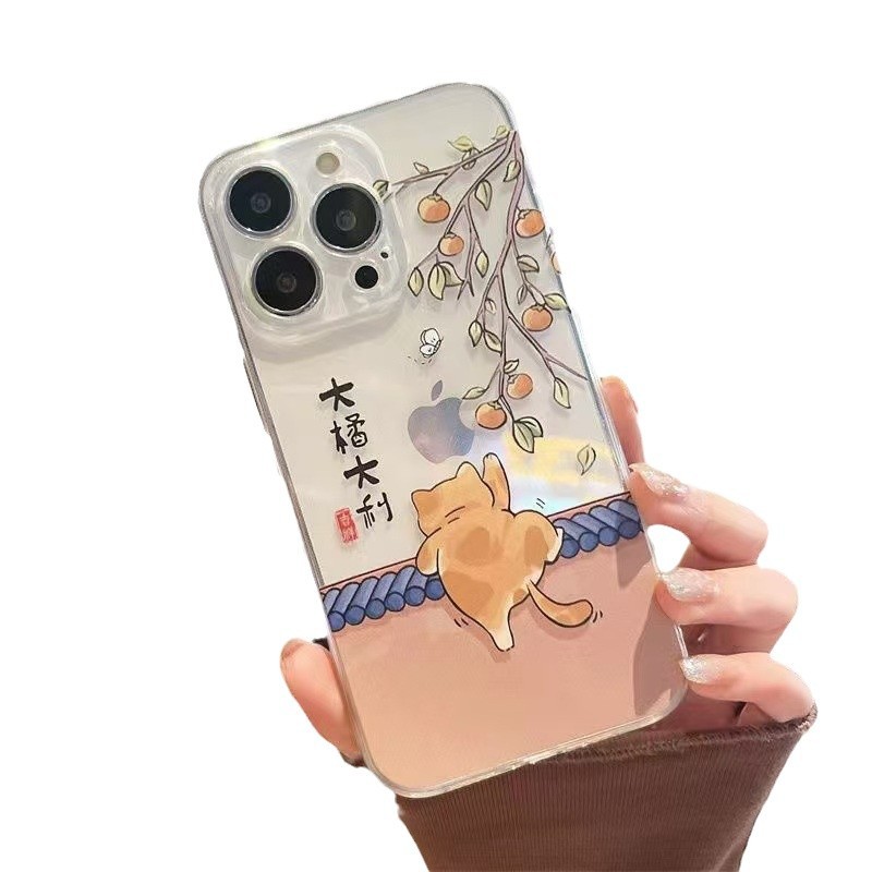 Big Orange para iphone16promax funda para teléfono móvil transparente Apple 15 anti-caída 14pro Japón y Corea 13/12