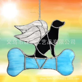 狗狗丢失纪念礼物彩色亚克力天使狗蓝色骨头宠物捕手窗户悬挂装饰