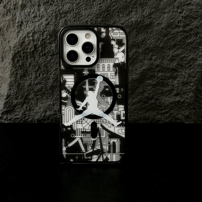 European and American Original Aj Jordan Trendy Brand Hook Apple Iphone16Promax Magnetic Phone Case Personalized Men's 15 Sets