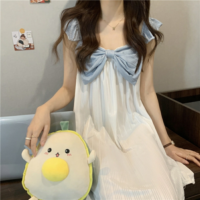 2023 Verano nuevo camisón de estilo princesa de manga corta de las mujeres ropa de casa pijamas de celebridad de Internet puro deseo falda se puede usar fuera
