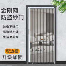 金刚网折叠纱门 新款防盗带锁防猫狗老鼠铝合金纱窗隐形推拉式