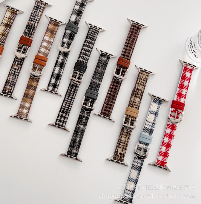 Fashion woolen suitable for applewatch8 Apple watch strap iwatch1-7 generation SE thin strap for women