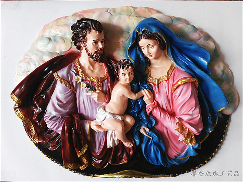 Transfronterizo 35 * 48cm Sagrada Familia tres colgantes mira la luz personaje iglesia regalo de la familia sala de estar artesanía 40 - 50
