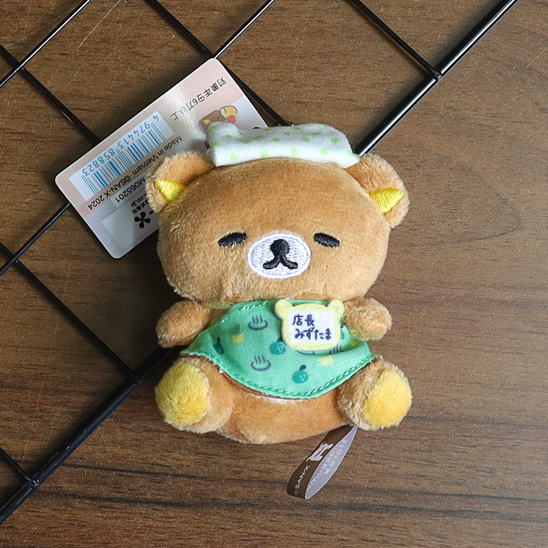 日系リラックマ20周年デパート店長ストラップ人形かわいい熊ミニぬいぐるみリュックサック飾り