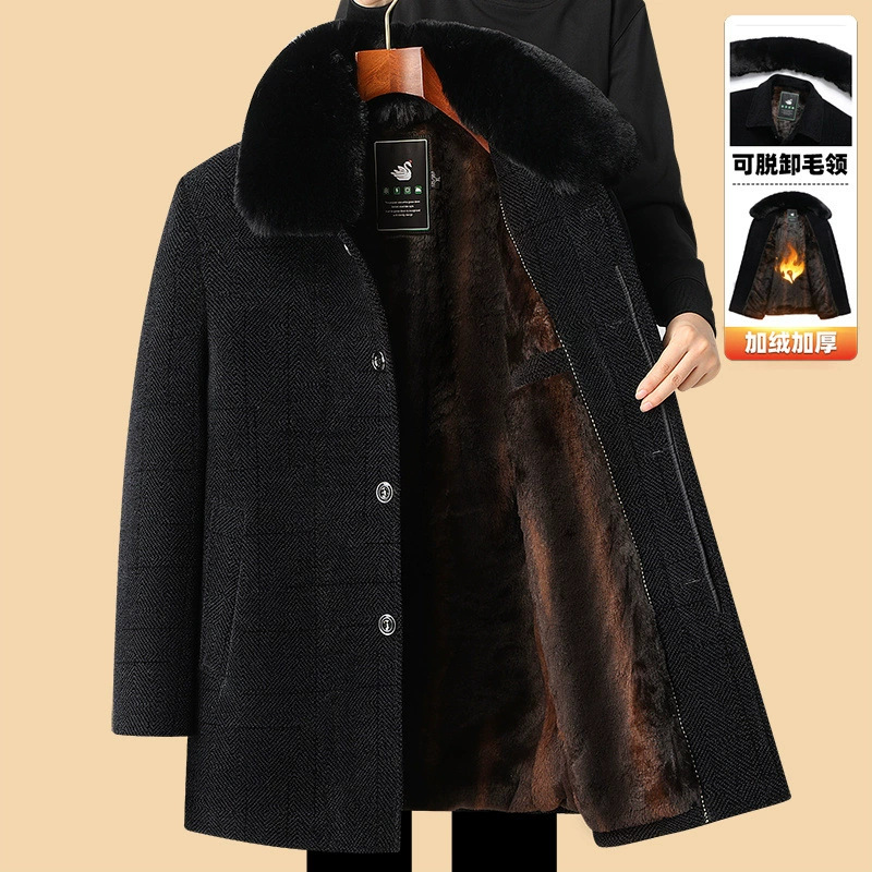 Demi-season warm woolen coat, down jacket, for middle age