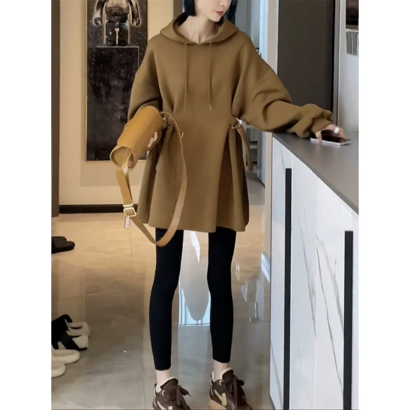 Плюшевый толстый ленивый ветер с капюшоном свитер юбка высокого уровня повседневный темперамент юбка средней и длинной