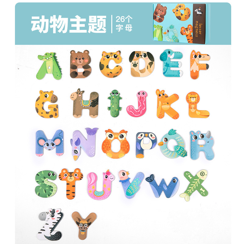 Pegatinas magnéticas de letras animales