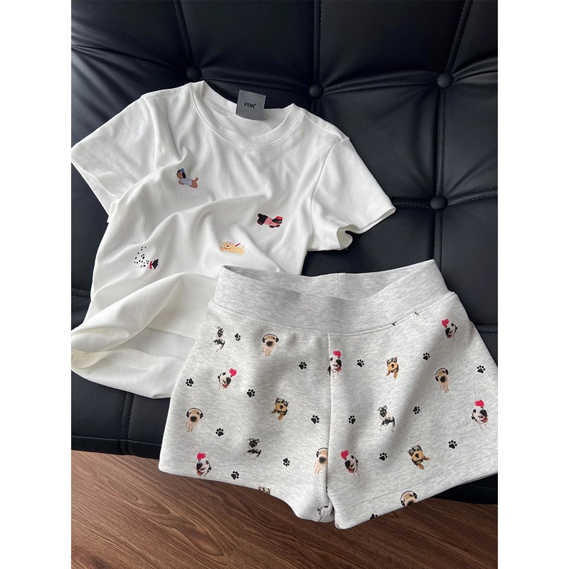 Women's Summer Thin Pajamas, Short-Sleeve Shorts Set, High-End Style Home Wear, Casual and Suitable for Outerwear, Cross-Border In-Stock