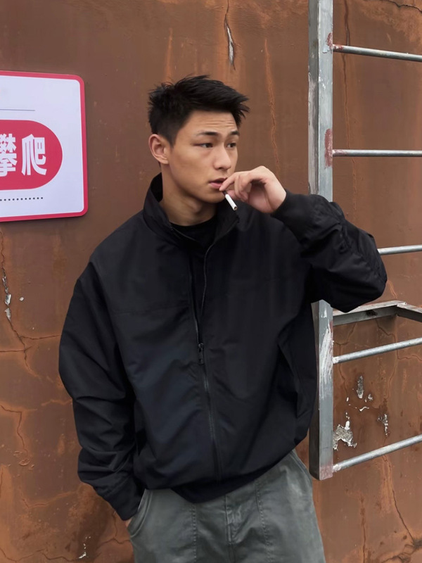 美式教练夹克三防秋冬立领休闲纯色复古秋款户外工装飞行百搭外套|undefined