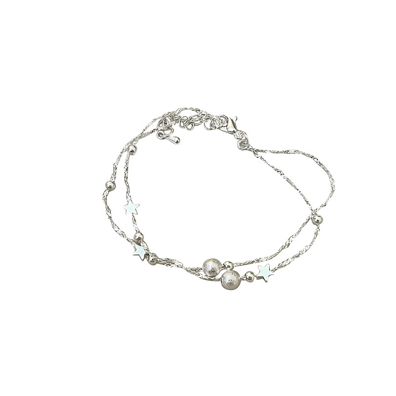 Star Frosted Ball Double Layer Stacked Bracelet Women's Light Luxury Niche High-end Sense Exquisite Micro-inlaid Zircon Bracelet