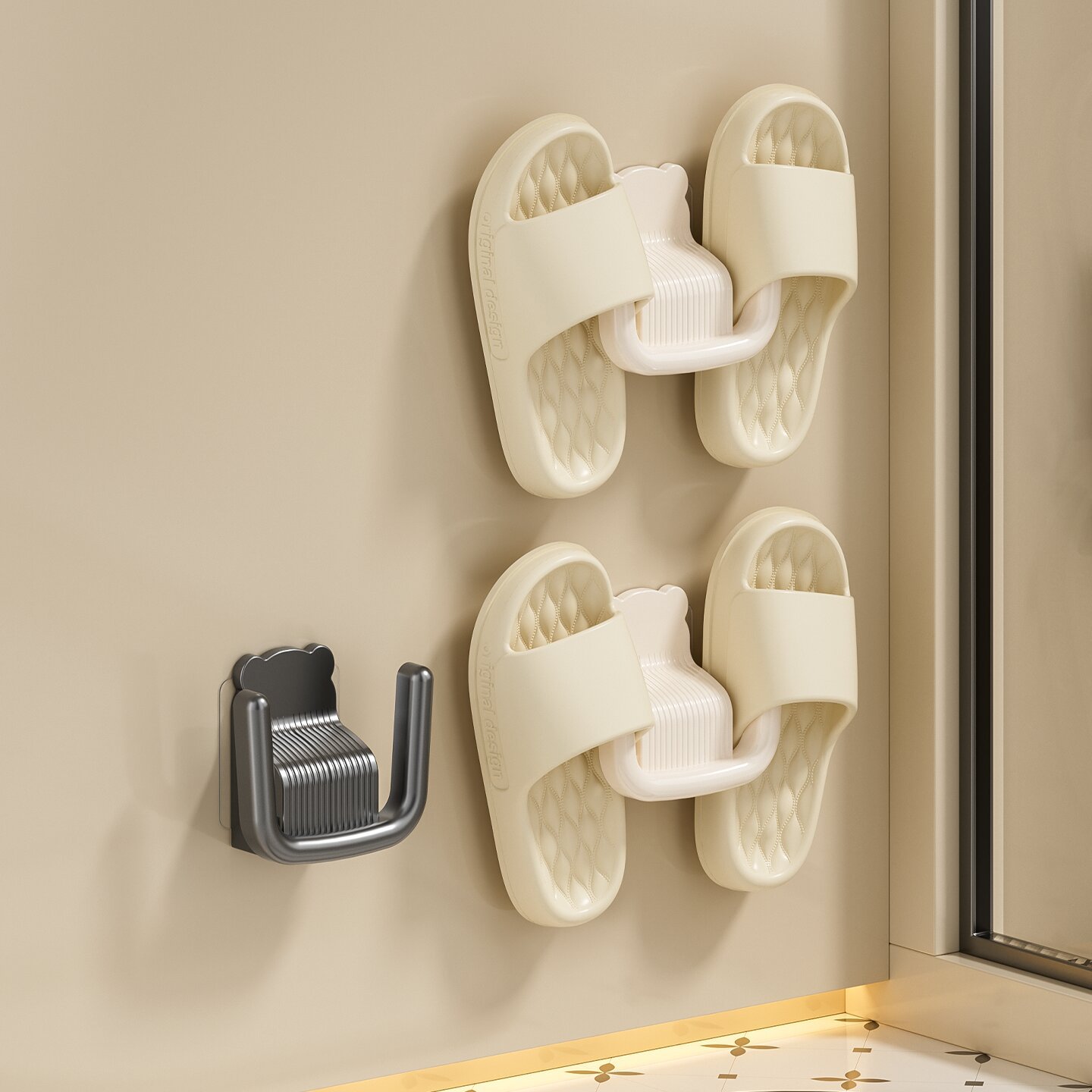 Bathroom Wall-Mounted Slipper Rack, Punch-Free Hanging Rack, Bathroom Storage Rack, Shoe Drain Hook, Shoe Rack