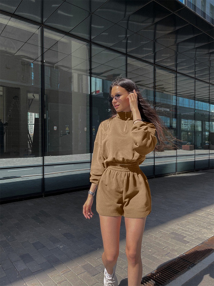 500g Weight Long Sleeve Sleeve Length Polyester Fabric Type Shorts Co-ord Set Sets Type 2 Pieces Set Quantity Casual, Daily, Sports Occasion Turtleneck Neckline Regular Fit Fit Type Solid Color Pattern Spring, Autumn Season Women's Gender Zipper Design Simple Style Style Casual Daily Sports Women's Simple Style Solid Color Polyester Zipper Shorts Co-ord Set Shorts Sets 18