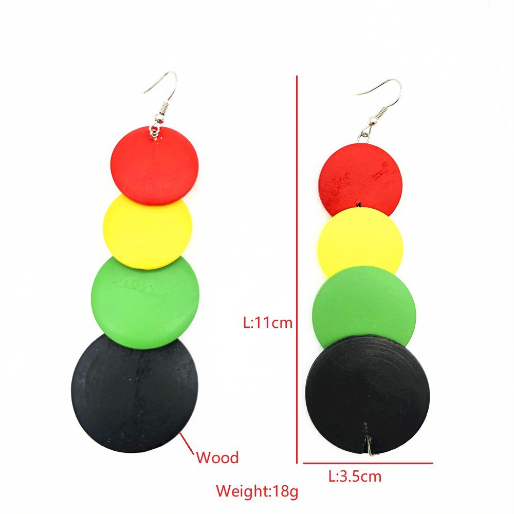 1 Pair Retro Geometric Wood Stoving Varnish Women's Drop Earrings display picture 1