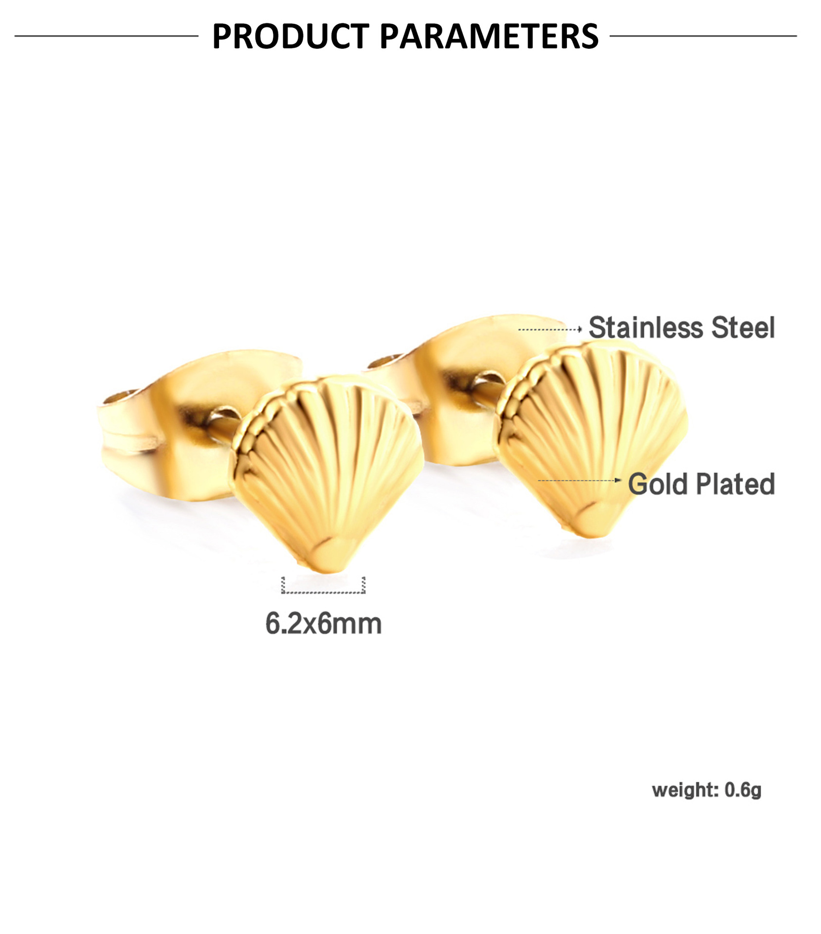 1 Par Estilo Simple Cascarón Enchapado Acero Inoxidable 304 Pendientes display picture 4