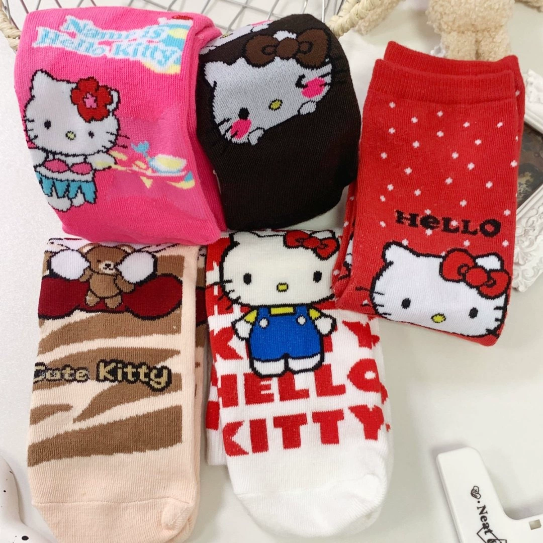 Hello Kitty, детские милые гольфы до колена, средняя длина, впитывают пот и запахи