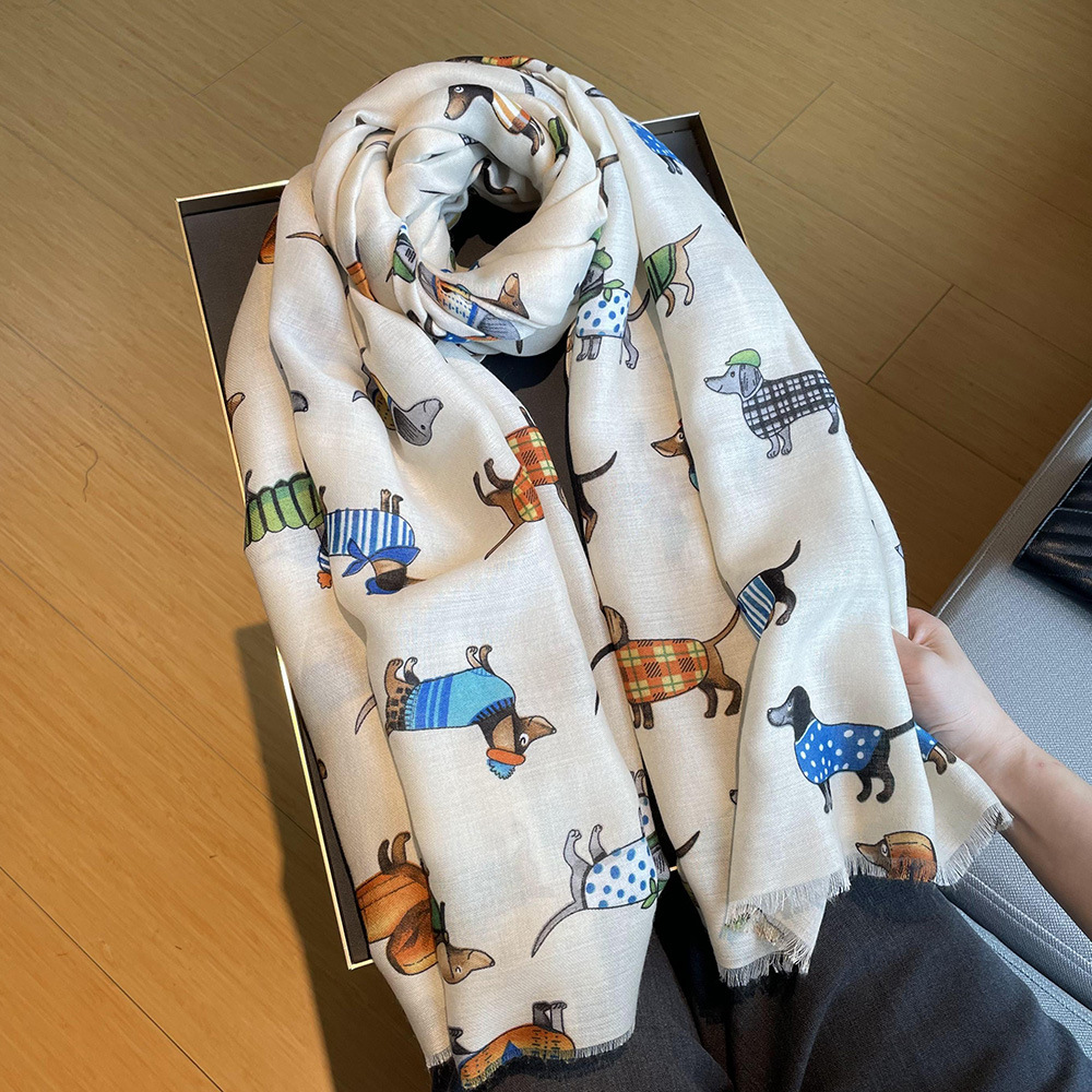 Women's Cartoon Style Cute Animal Cotton And Linen Scarf display picture 2