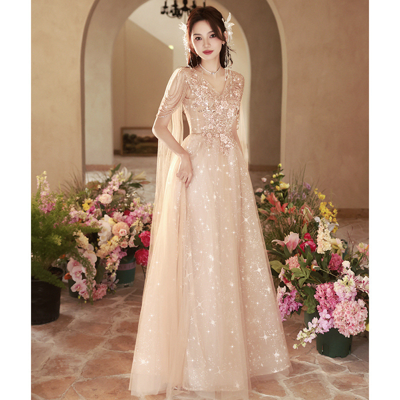 Vestido de noche para banquete, nuevo estilo de verano 2026, con lazo gris, estilo transfronterizo, vestido de actuación para exámenes de arte y actuaciones de coro. image 8