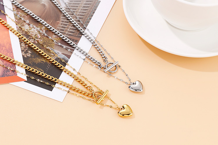 Necklace Classification PVD Coated 18K Gold Plated Heart Titanium Steel Fashion Waterproof Non Tarnish Necklace
