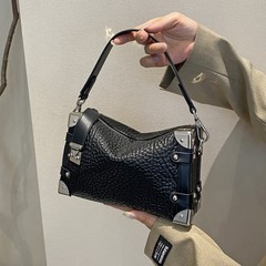荔枝纹枕头包2025新款轻奢高级感百搭盒子包时尚手提包单肩斜挎包