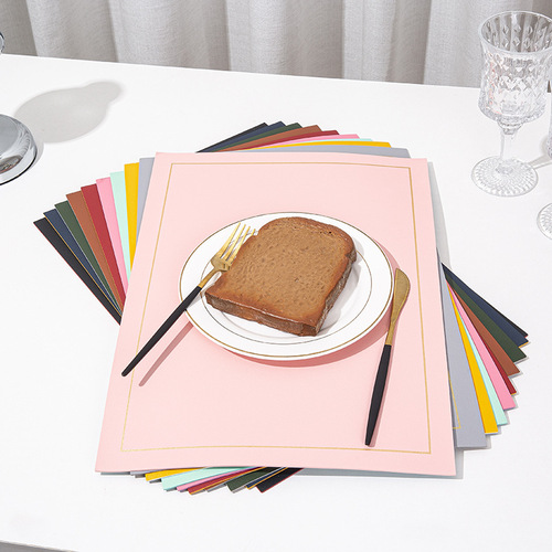 Wholesale solid color leather placemats insulation mats anti-scalding western dining table mats double-sided two-color placemats waterproof and oil-proof dining table mats