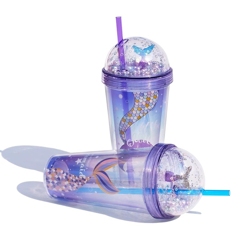 Girlwil taza de agua creativa Red taza de paja para niños ins taza de plástico taza de regalo estudiante femenina