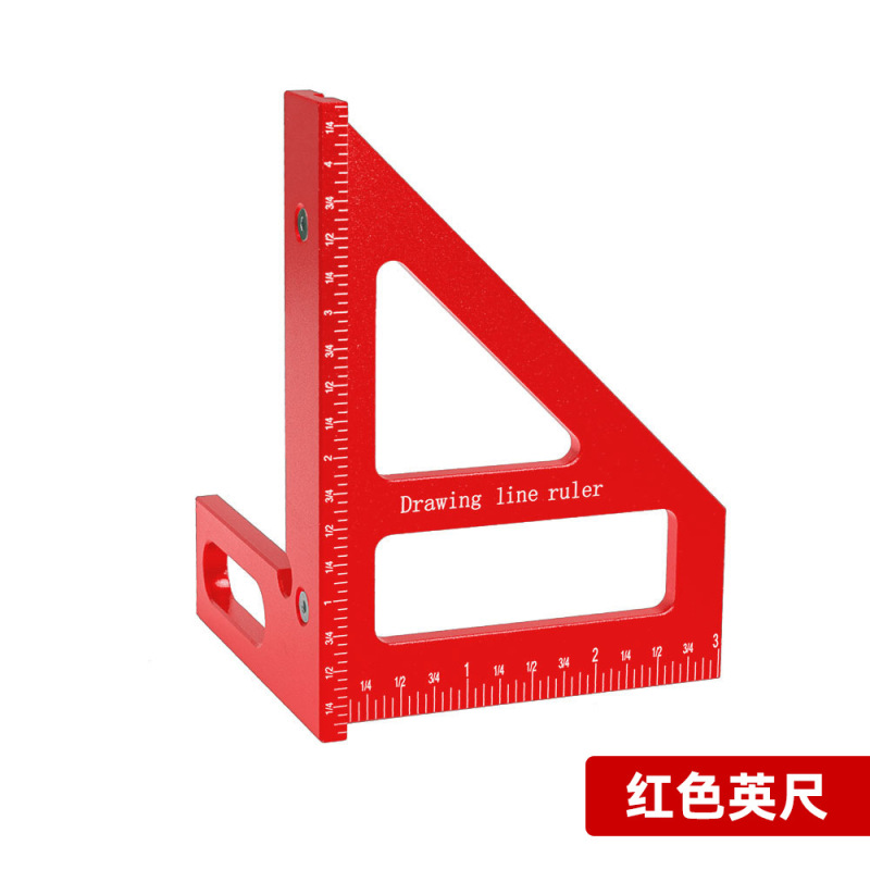 跨境铝合金木工匠测量尺三角尺直角划线定位器公英制单位画线工具|undefined