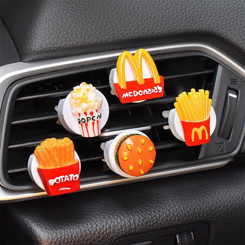 Aromaterapia para automóvil, aire acondicionado para automóvil, salida de aire, perfume, papas fritas, pan, celebridades de Internet, decoraciones creativas para automóviles