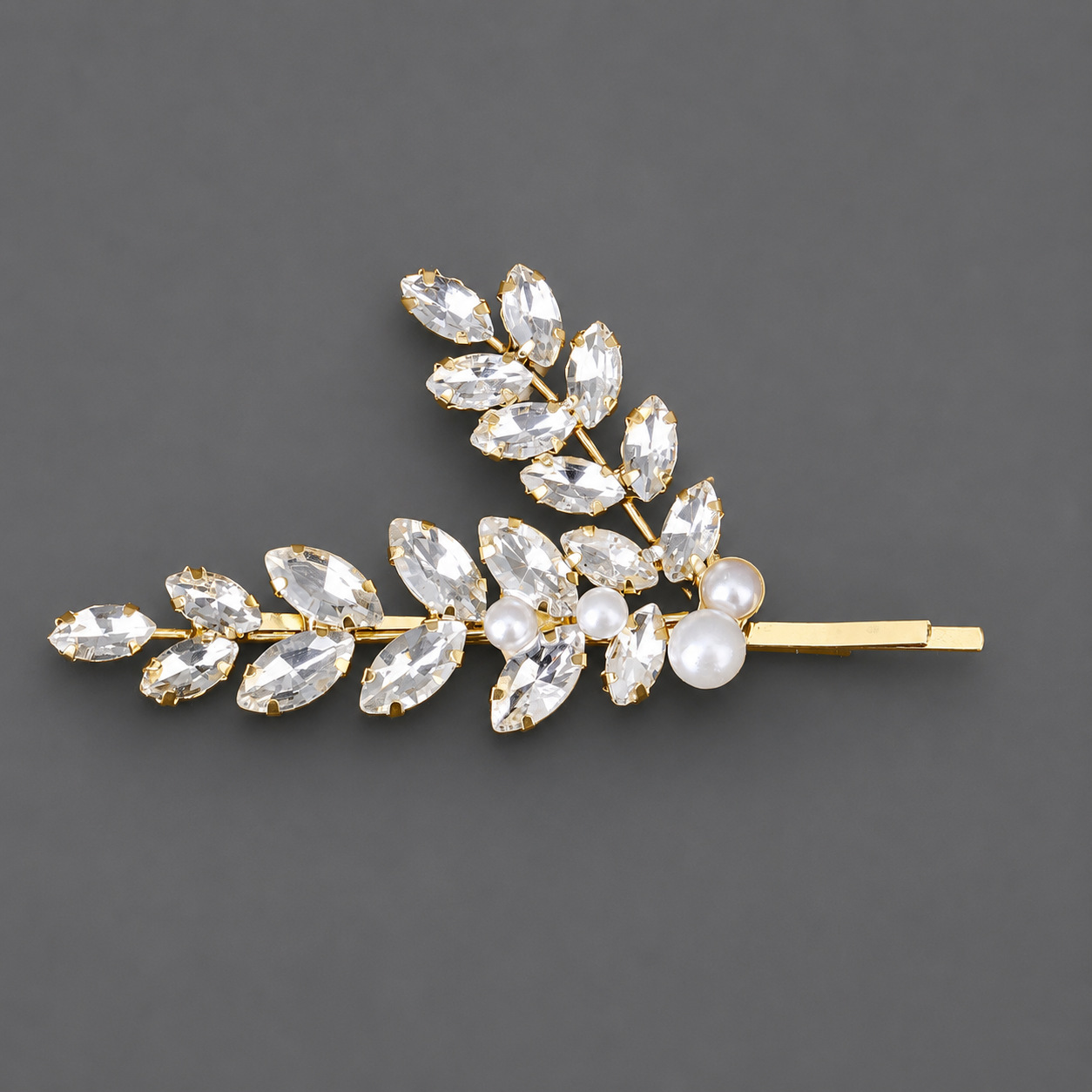 Horquilla de zirconio de lujo ligero europeo y americano con incrustaciones de diamantes, pinza de pelo de alta gama para mujer, suministro mayorista transfronterizo directo de fábrica.