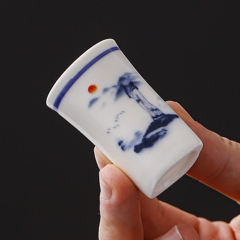 Гостиничные принадлежности Керамический бокал для вина Простой синий и белый фарфоровый бокал для вина