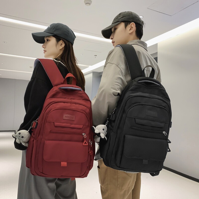 学生カバン韓国版純色シンプルカジュアル百合質感リュックサック大容量キャンパス授業旅行リュックサック|undefined