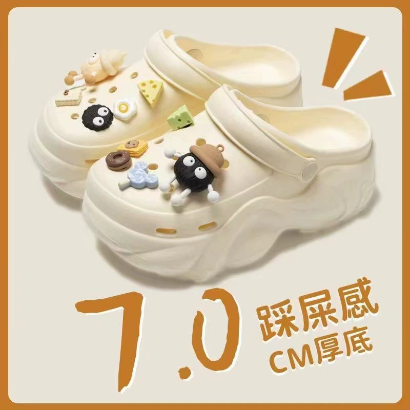 Absolutely Cute Croc Shoes Women's EVA Summer Outerwear 2024 New Beach Shoes Anti-Slip Anti-odor Thick Sole Heightening Drags