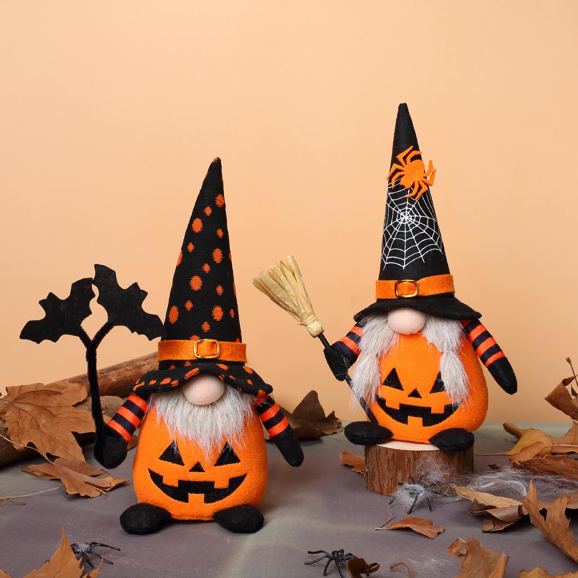 Nuevos productos transfronterizos Halloween murciélago calabaza cara muñeca sin rostro enano decoración decoración Rudolph goblin lote de muñeca