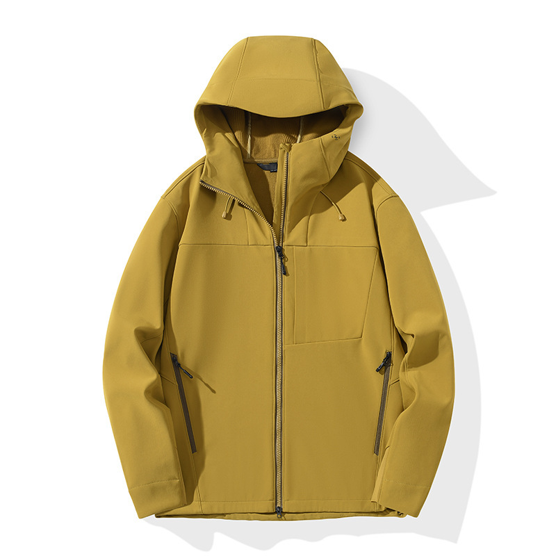 Outdoor Softshell Jacket for Men, Windproof, Water-Repellent, Wear-Resistant, Breathable, High Elasticity, Winter Warm Jacket