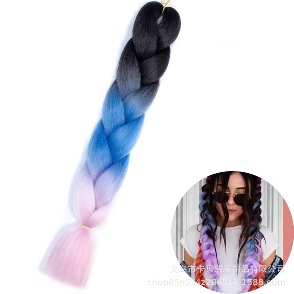 Xuchang pelucas al por mayor seda de alta temperatura teñido africano gran trenza jumbobraid fibra química colorida trenza sucia venta caliente