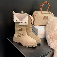 Ботинки Martens полусезонные с меховой подкладкой, платформенная подошва, средней высоты