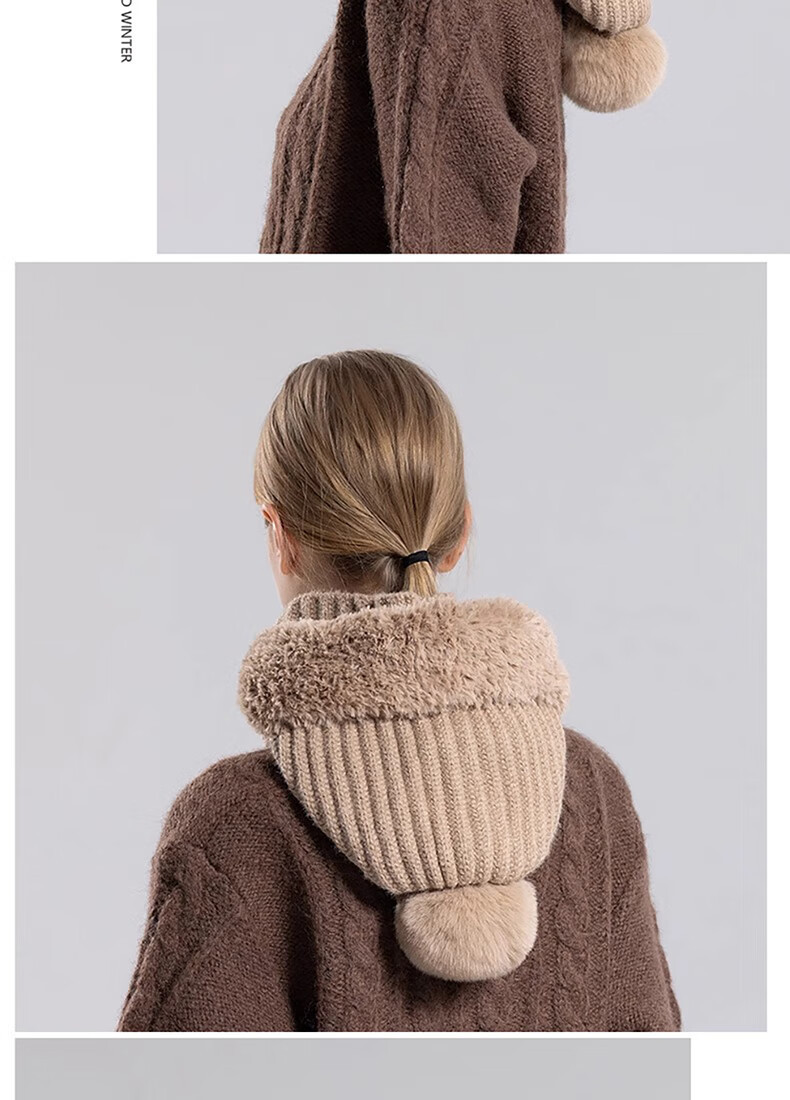 Grenzüberschreitende Schalmaske mit integrierter Passform für Damen, winddicht, fleecegefüttert, warm gestrickt, ideal zum Radfahren im Winter._voghion.com