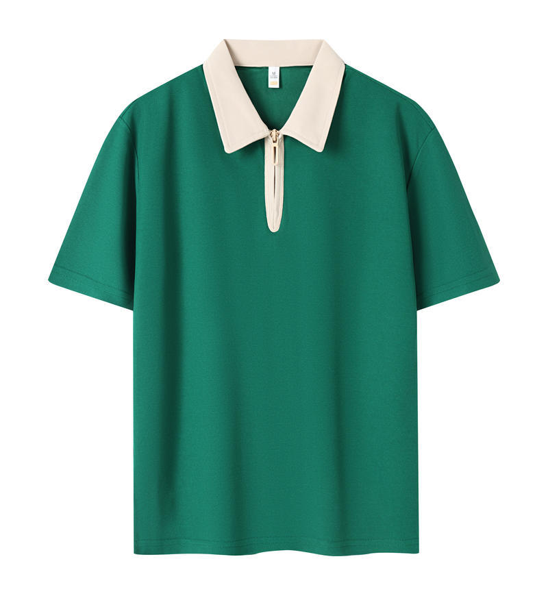 Ropa de trabajo estilo universitario con media cremallera y logotipo impreso, polo para camarero de tienda de té con leche, uniforme de trabajo personalizado de manga corta para catering.