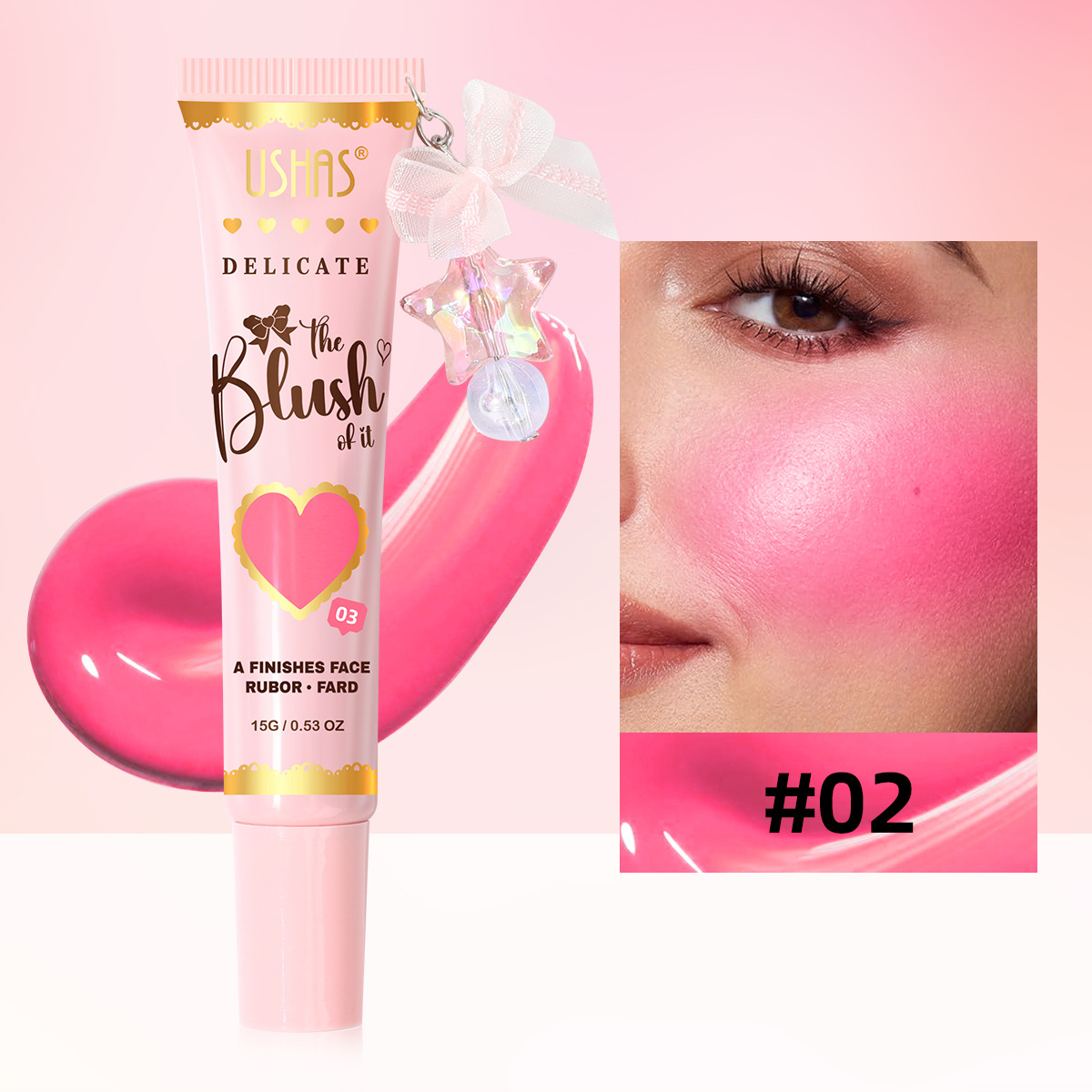 USHAS spot hot sale 6 colores manguera líquida colgante de ojos rojos sombra de ojos labios mejillas de doble uso reparador natural UBL002