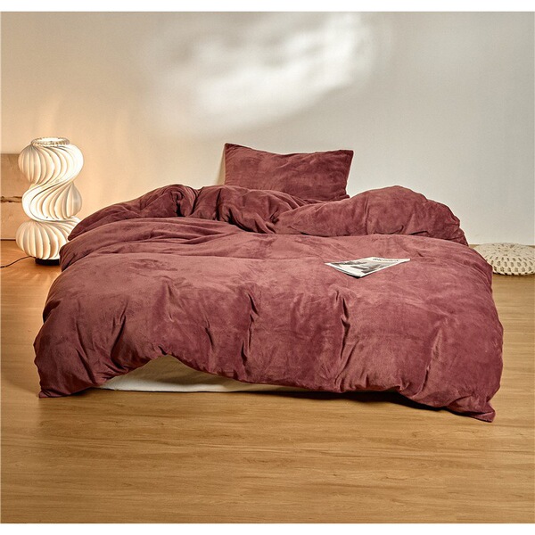 Solid color winter double-sided coral flannel duvet cover