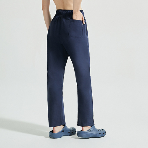 Straight pants, elastic waist, nurse pants, solid color, white, professional medical operating room pants, pants, men and women