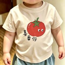 夏季纯棉短袖创意印花男女童100%棉上衣儿童趣味百搭圆领T恤可爱