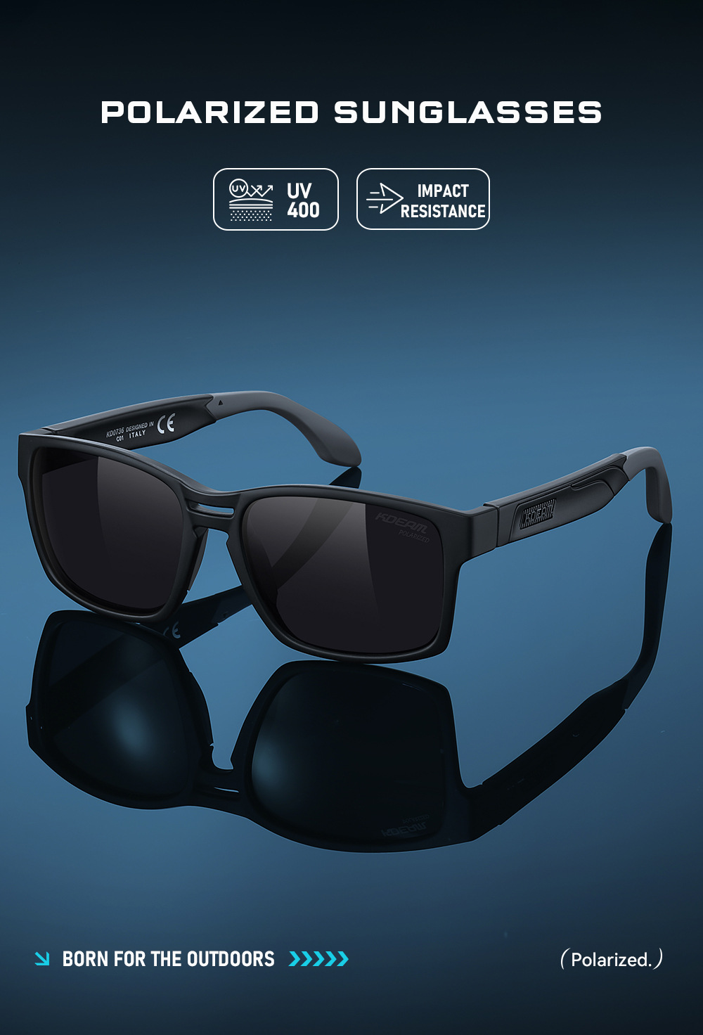 KDEAM Polarisierte Sonnenbrille TR90 Outdoor-Sportbrille UV-Schutz KD0736