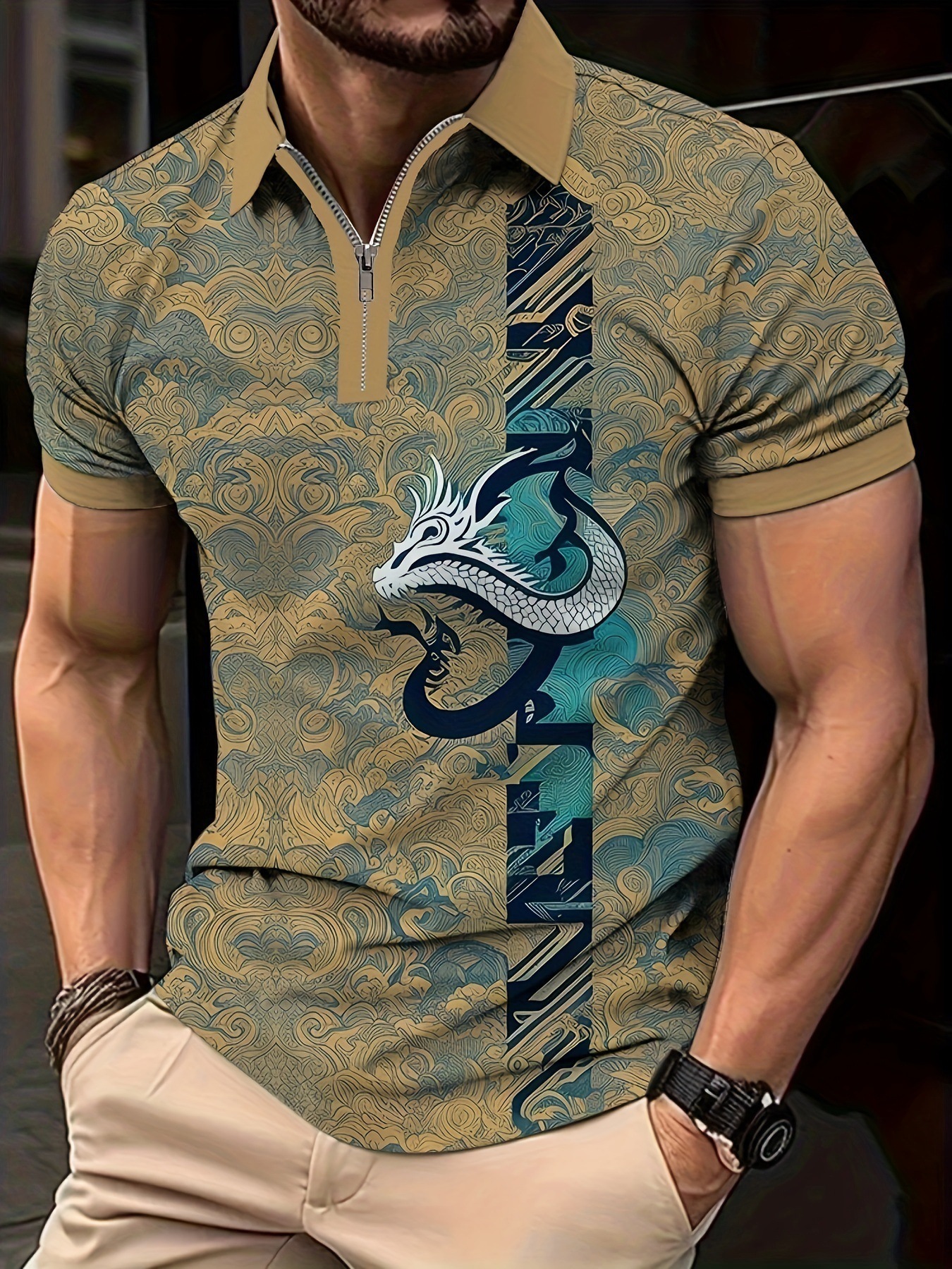 Ropa de hombre verano nueva tendencia tendencia suelta tendencia de moda alta calidad manga corta cremallera POLO camisa MB13