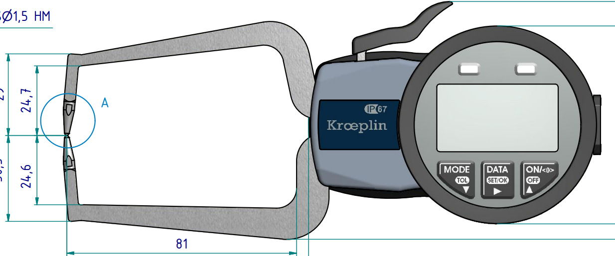 德国Kroeplin数显内径卡规，内径测量，电子卡规，C4X006