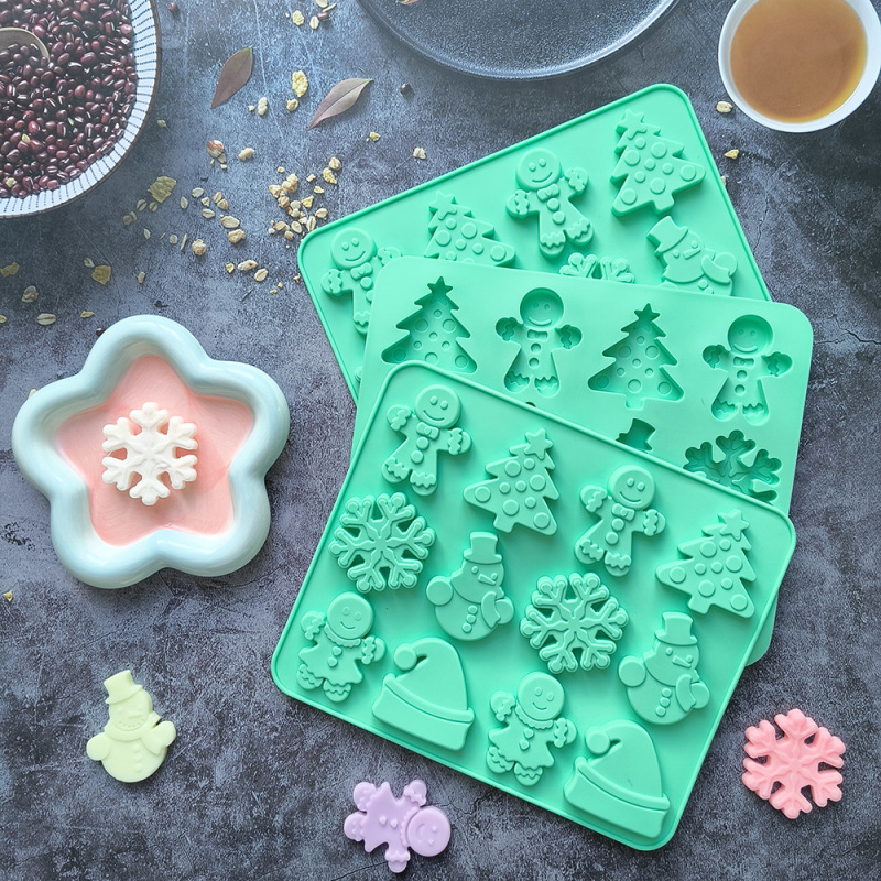 12連クリスマス雪花帽245チョコレートシリコン金型DIYクリスマステーマクッキーキャンディーケーキ金型|undefined