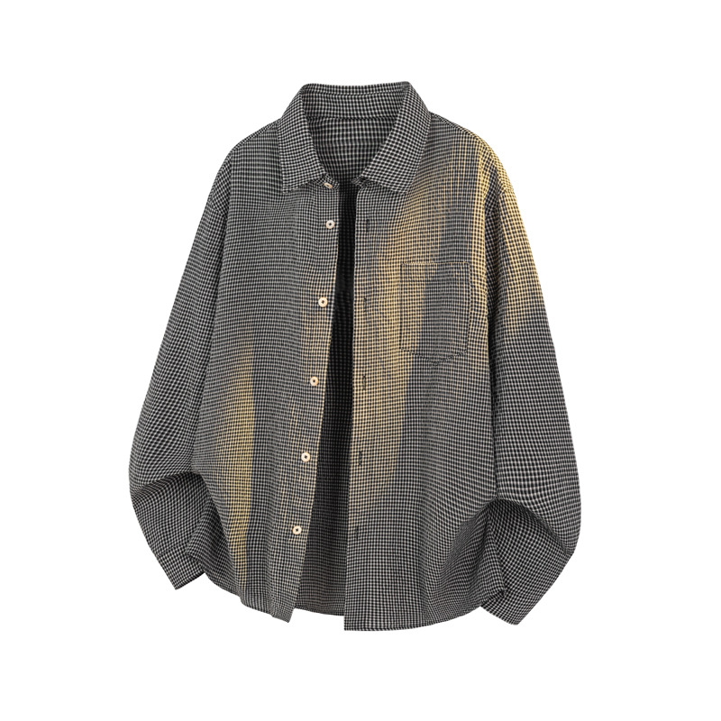 American-style Plaid Shirt Jacket For Men, Spring Cleanfit Trendy, Stylish And Cool, Large Size, Loose Long-sleeve Top_voghion.com