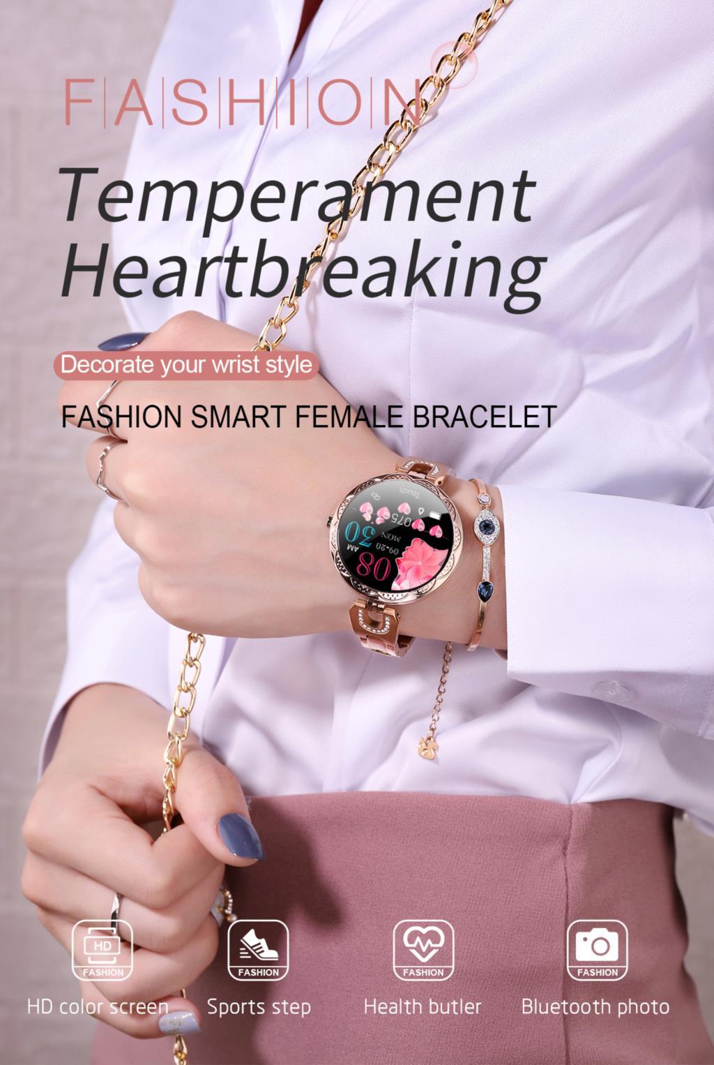 Woman Smart Watch Bracelet Girl Heart Rate Blood Pressure full figure